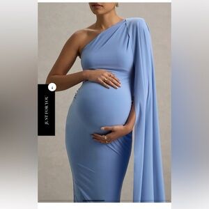 Club L London Elegant Blue One-Shoulder Maternity Dress